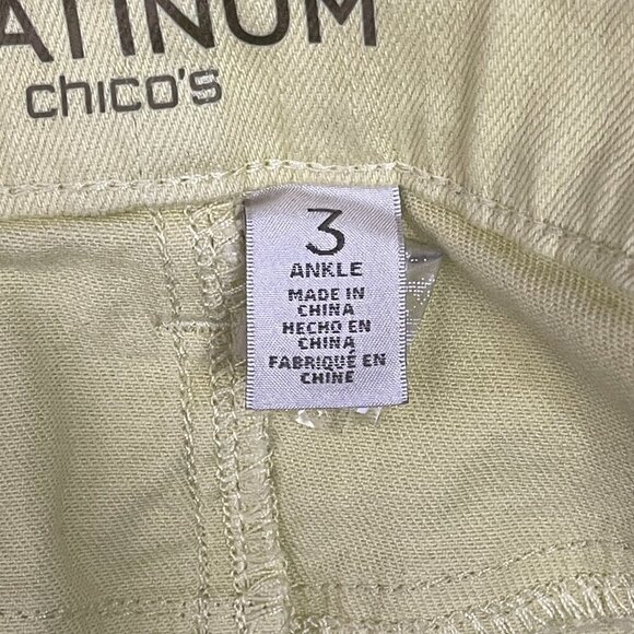 Platinum Chico"s Jeans Women's 3 Ankle Yellow Embroidered Stylish Unique Cowboy‎ - Picture 11 of 12